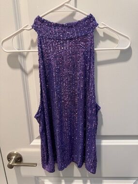 Zara Purple Sequin Halter Top